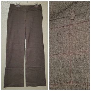 Women's Wide Leg Trouser Work / Dress Pants - Brown with Red Stripe